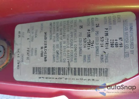 1990 Nissan D21 Short Bed from USA, damaged, VIN 1N6SD11S9LC413909